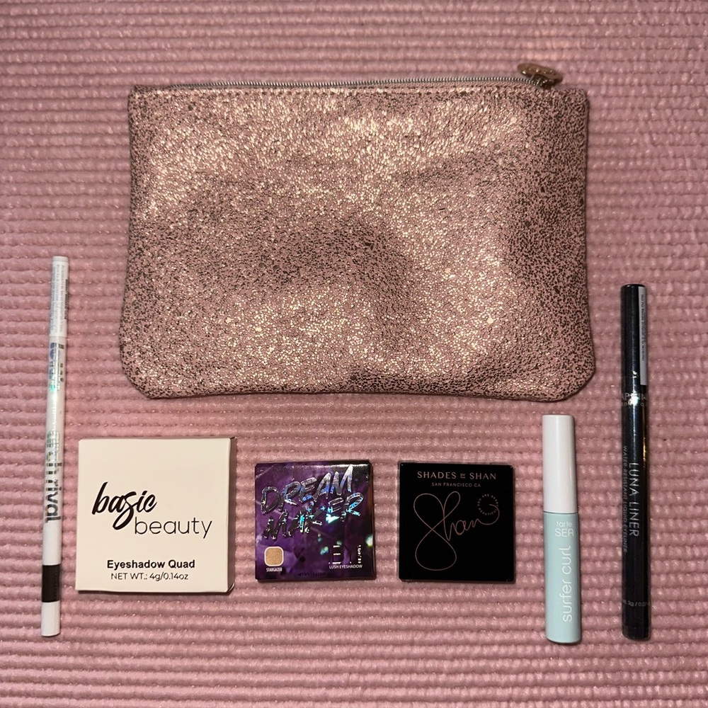 Tarte Makeup Set with Pink Glitter Bag